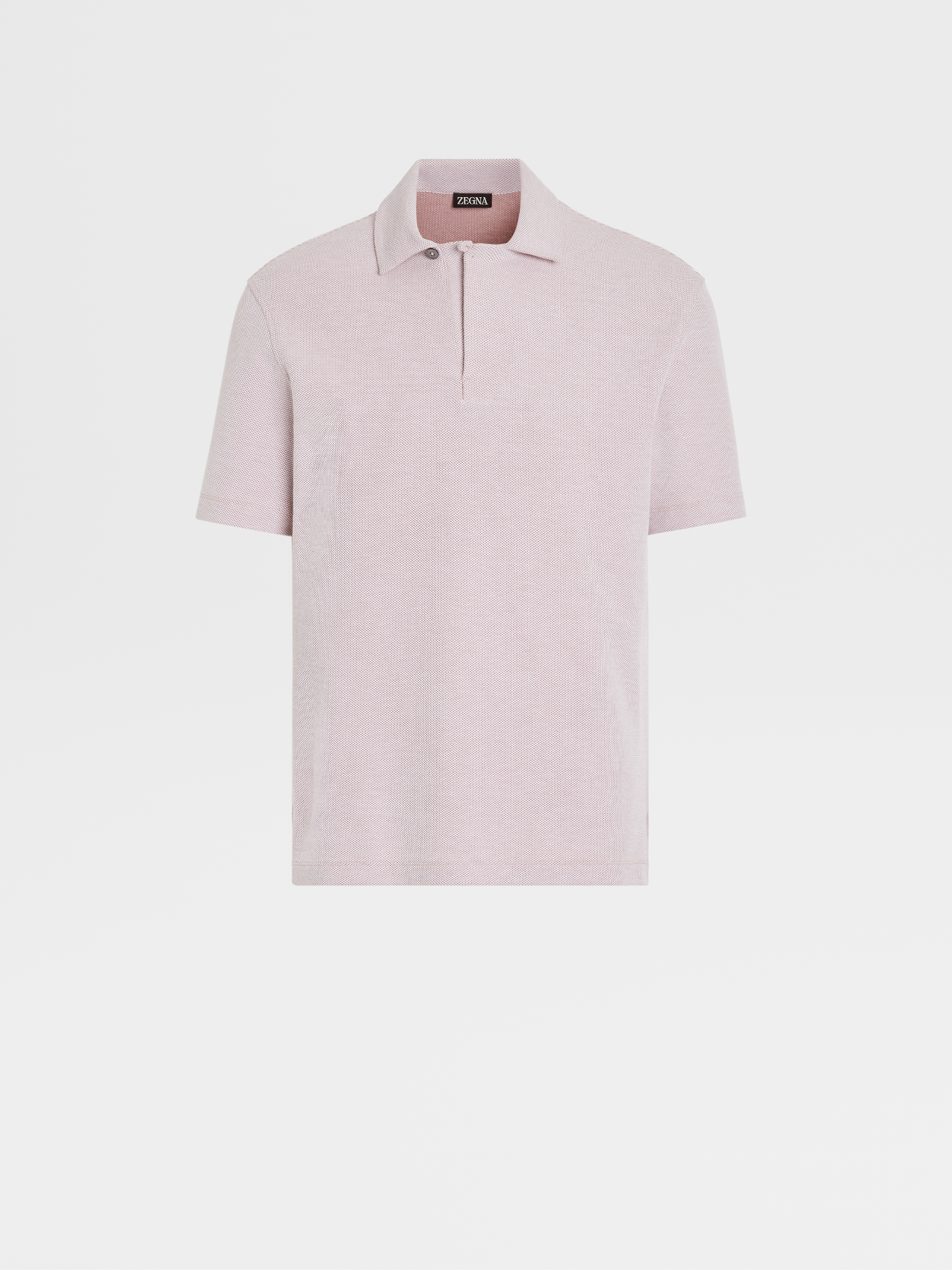 灰粉色配白色棉质短袖 Polo 衫